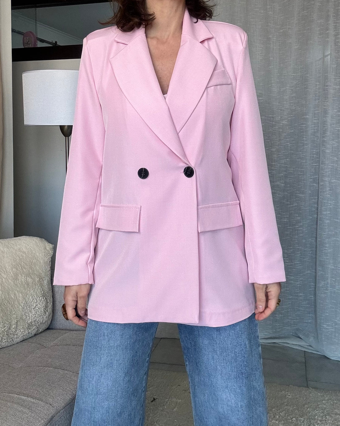 Blazer doppio petto taglio uomo sartoriale rosa