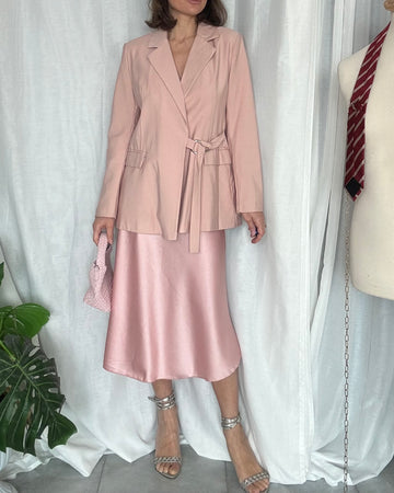 Completo elegante balzer e gonna rosa cipria