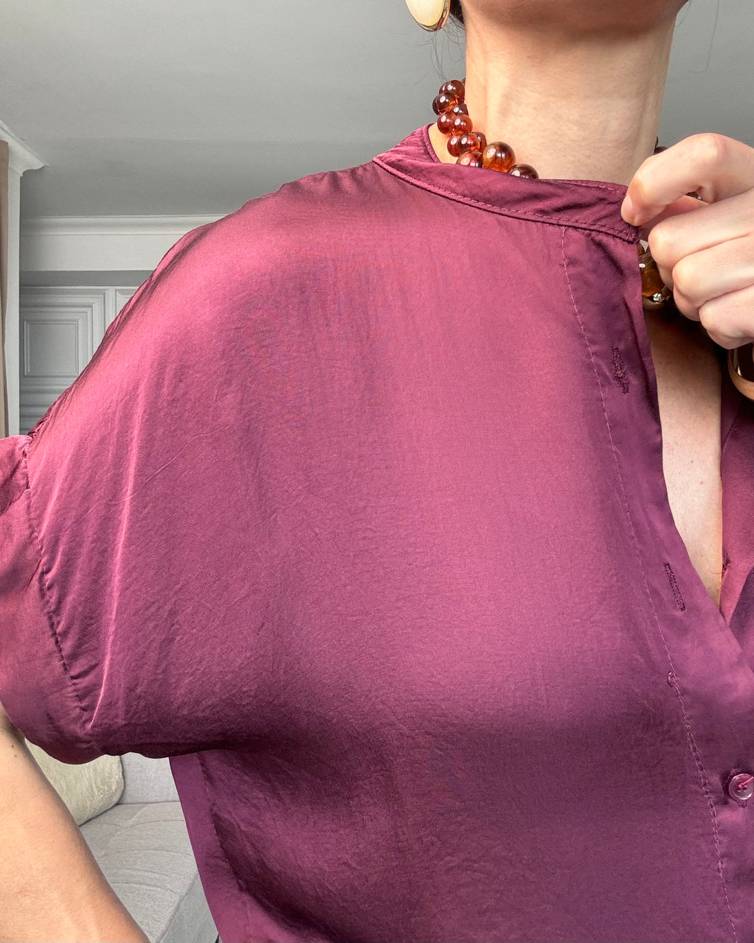 Camicia 100% viscosa satin wine