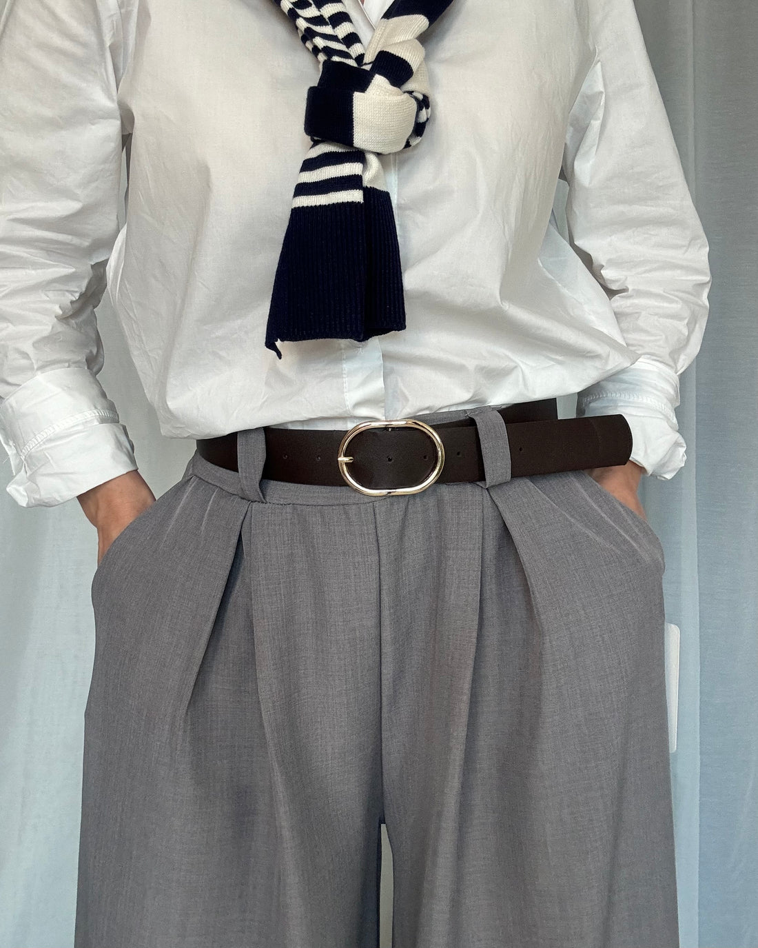 Pantalone curvy classico fit uomo sartoriale con cintura grigio pastello