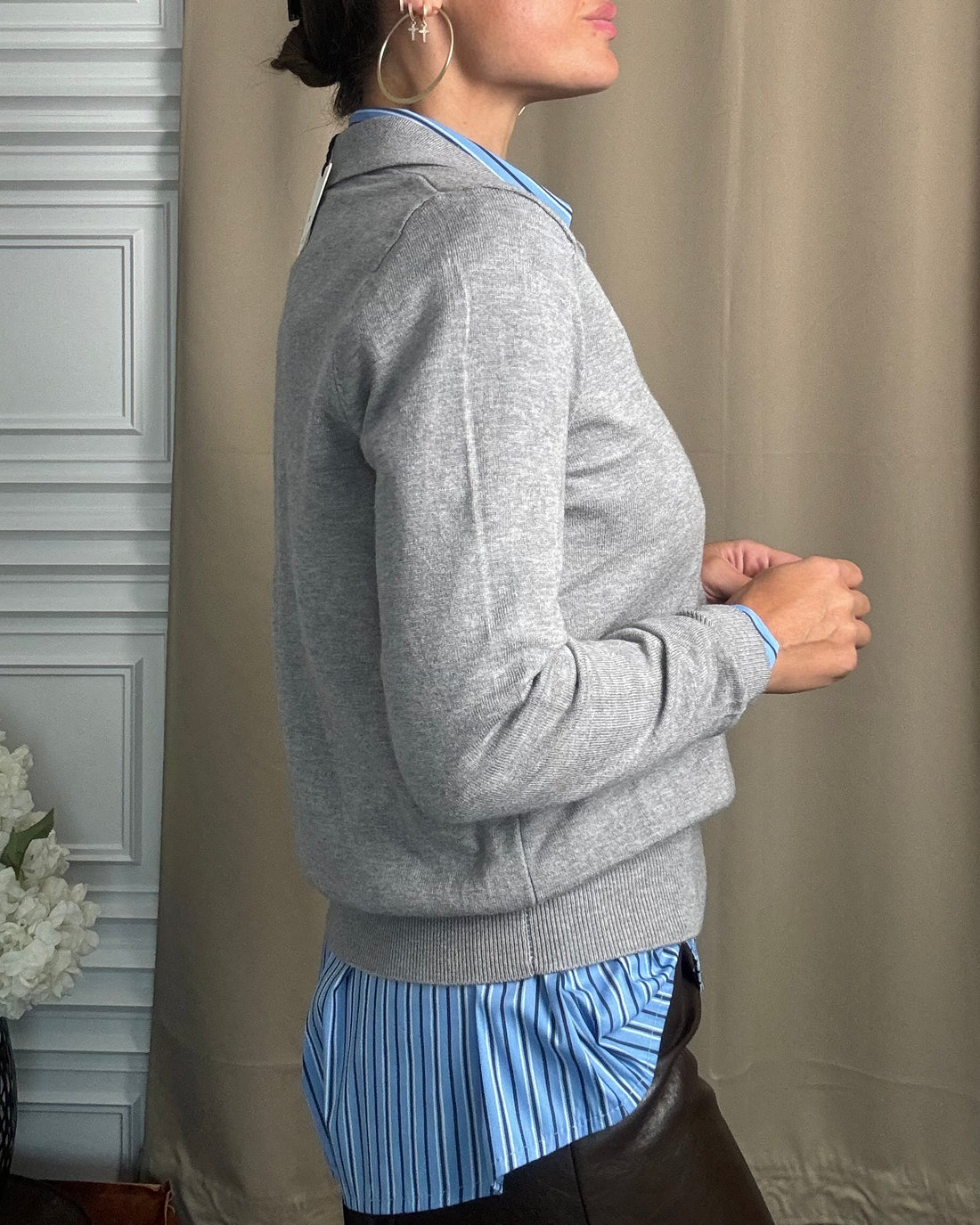 Polo chic in calda viscosa grigio