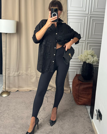 Leggings con ghette in Jersey nero