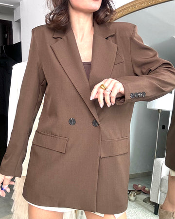 Blazer doppio petto taglio uomo sartoriale cioccolato