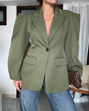 Blazer spallina strutturata verde oliva