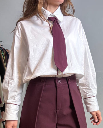 Camicia lunga Charlotte con fiocco/cravatta