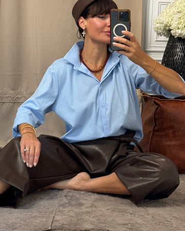 Camicia Défilé azzurro polvere  in cotone