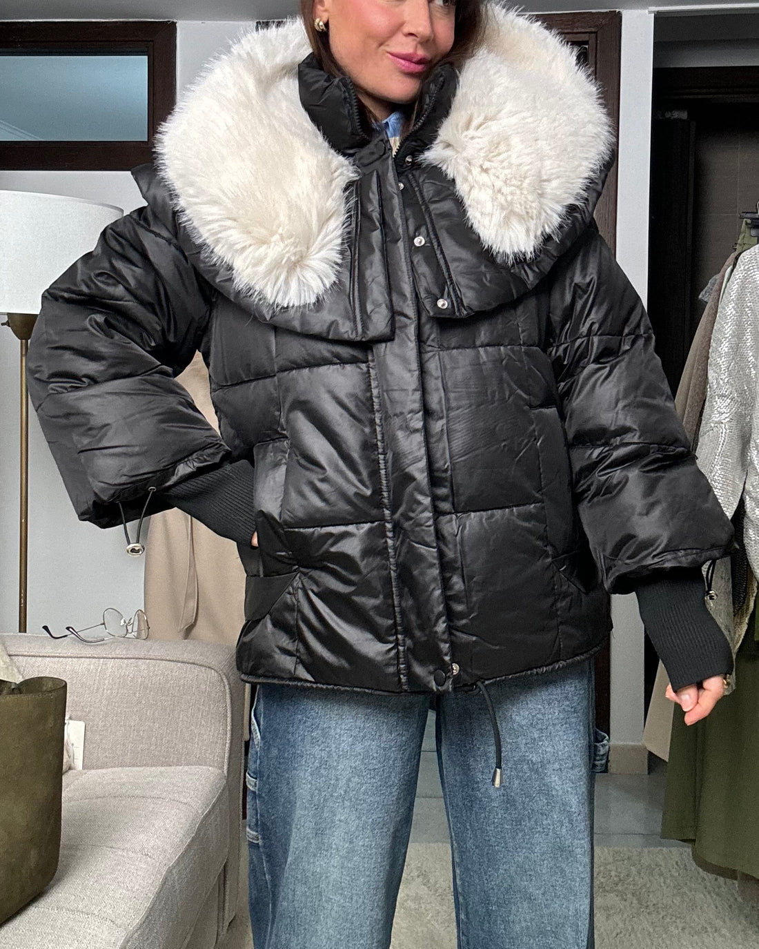 Bomber piumino collo bevero