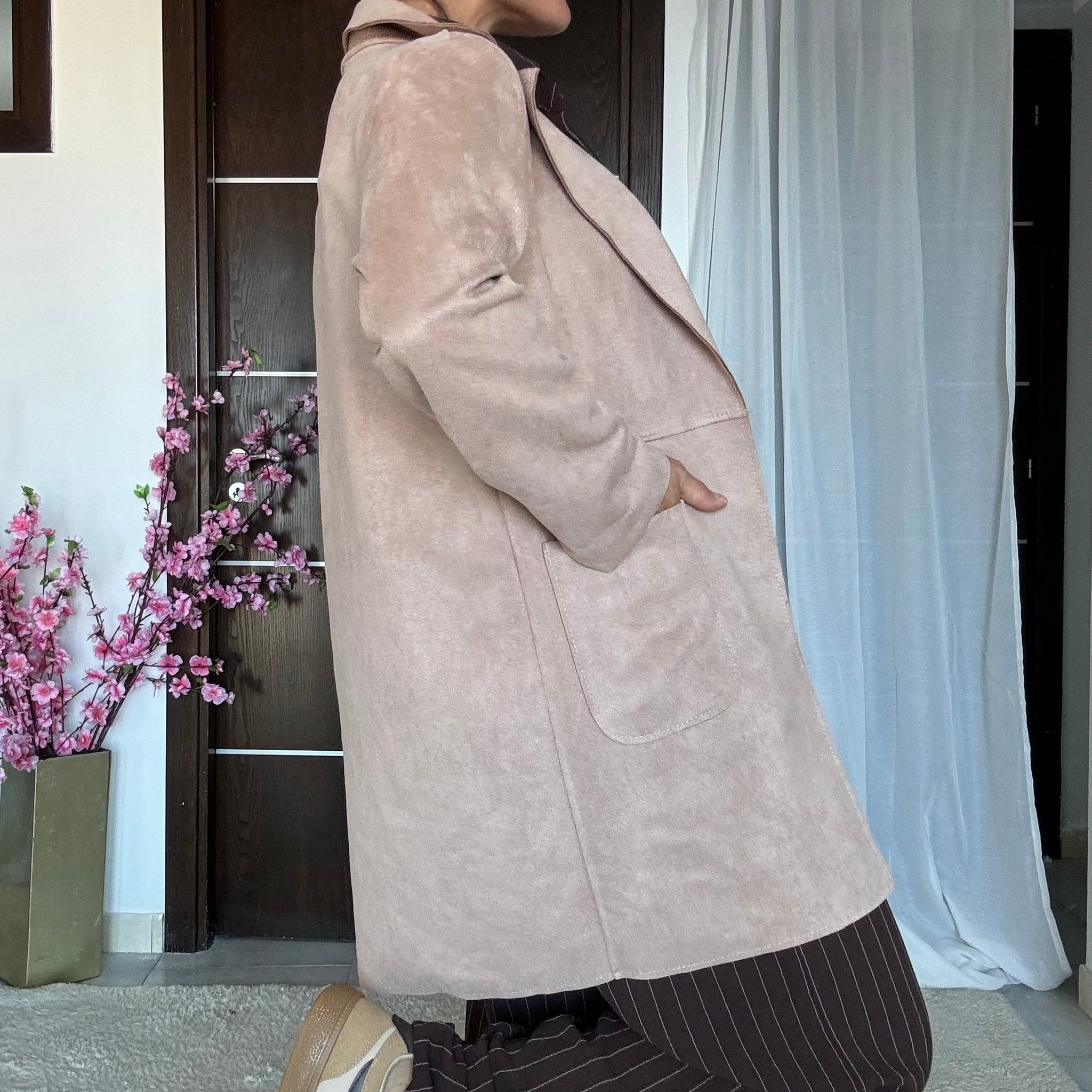 Spolverino in Suede camel chiaro