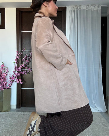 Spolverino in Suede camel chiaro