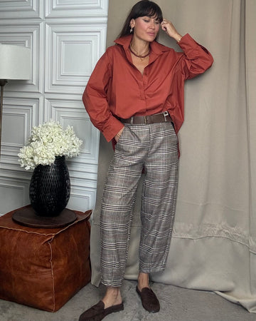 Pantalone Tartan in tessuto caldo con cintura