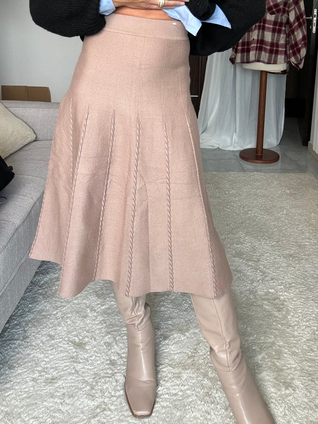 Gonna in calda maglia camel