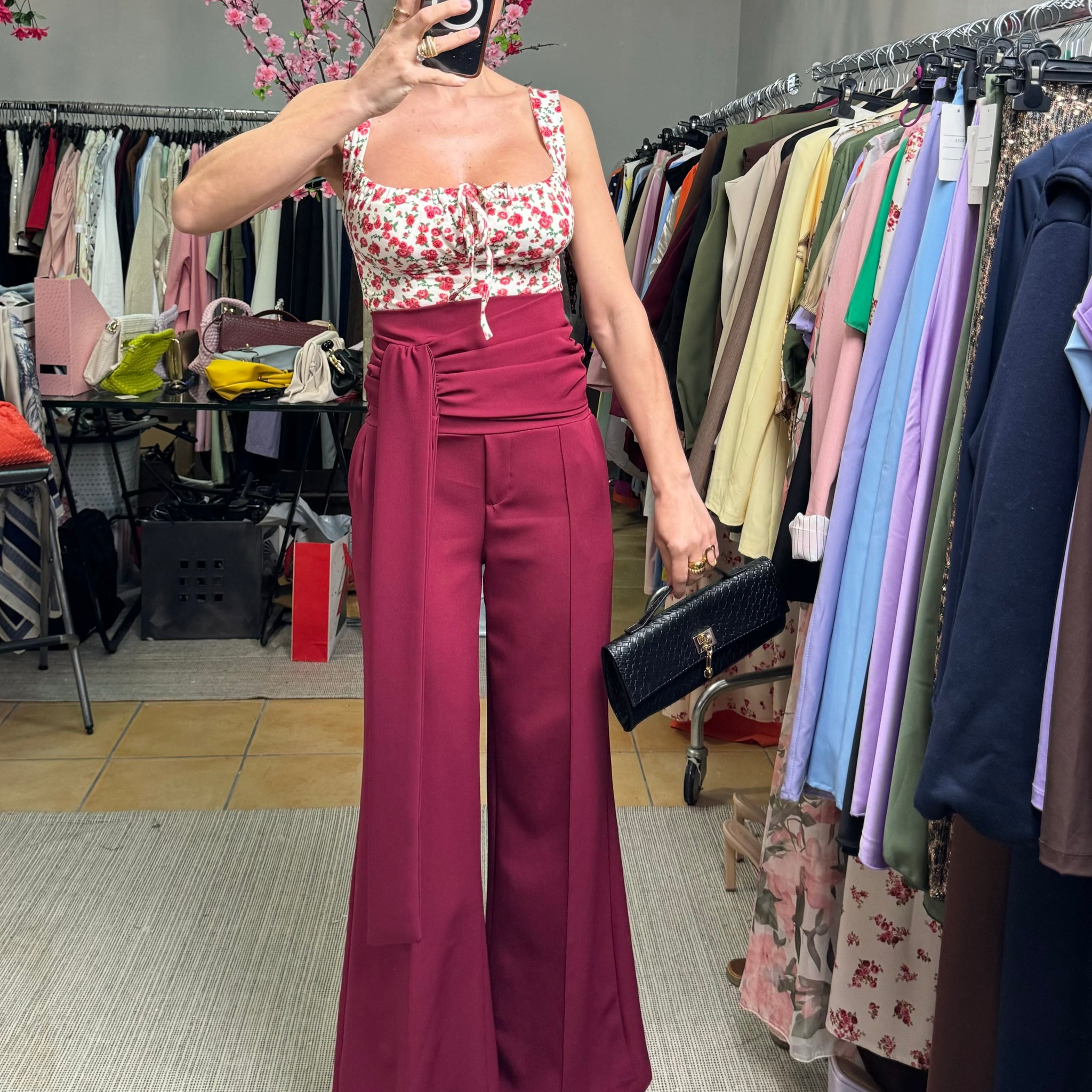 Pantalone smoking Borgogna