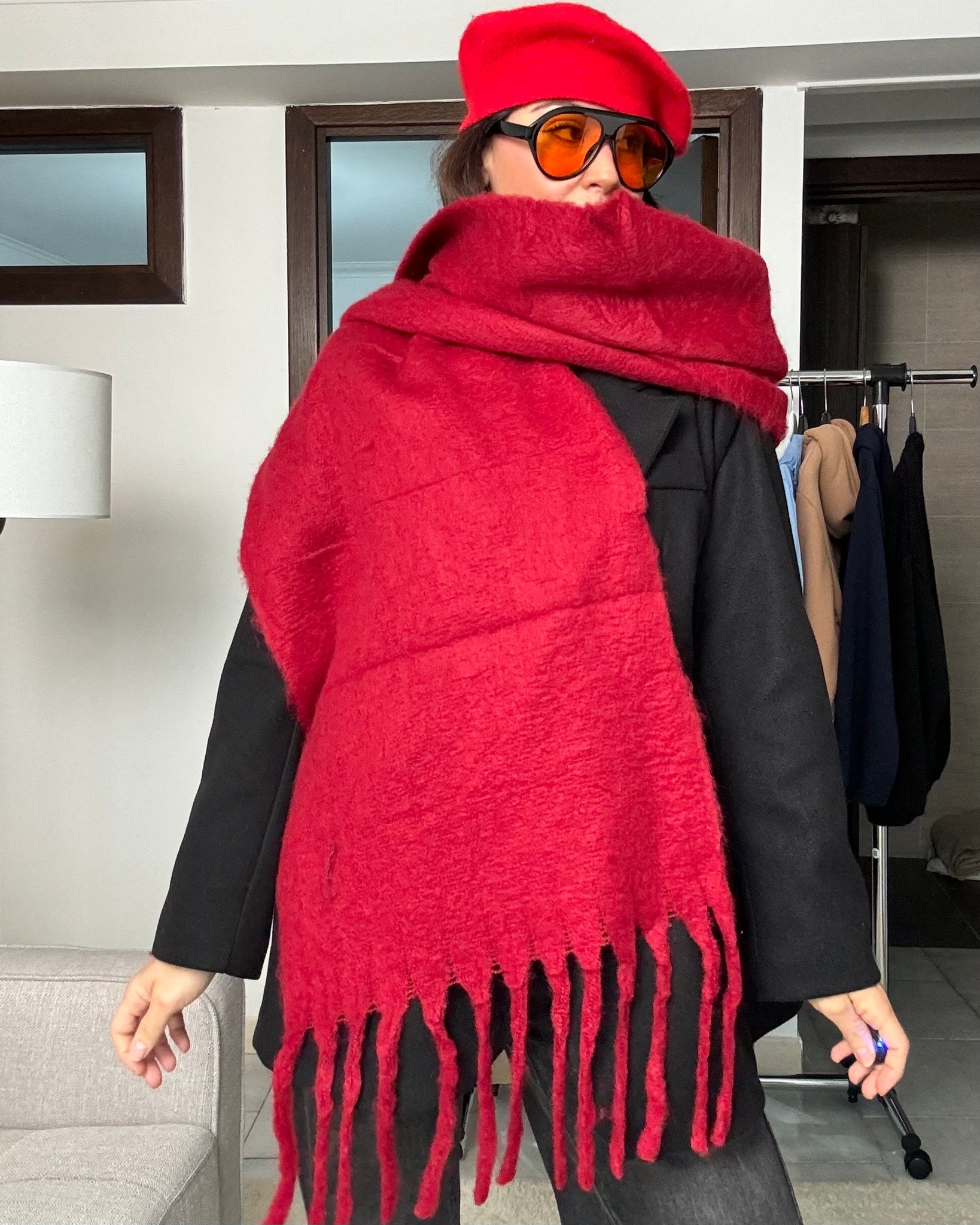 Sciarpa Maxi frange Burgundy