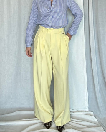 Pantalone classico fit uomo sartoriale giallo pastello