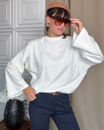 T-shirt con spallina oversize bianca  100% cotone