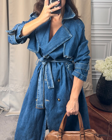 Trench Denim lavaggio scuro 100% cotone