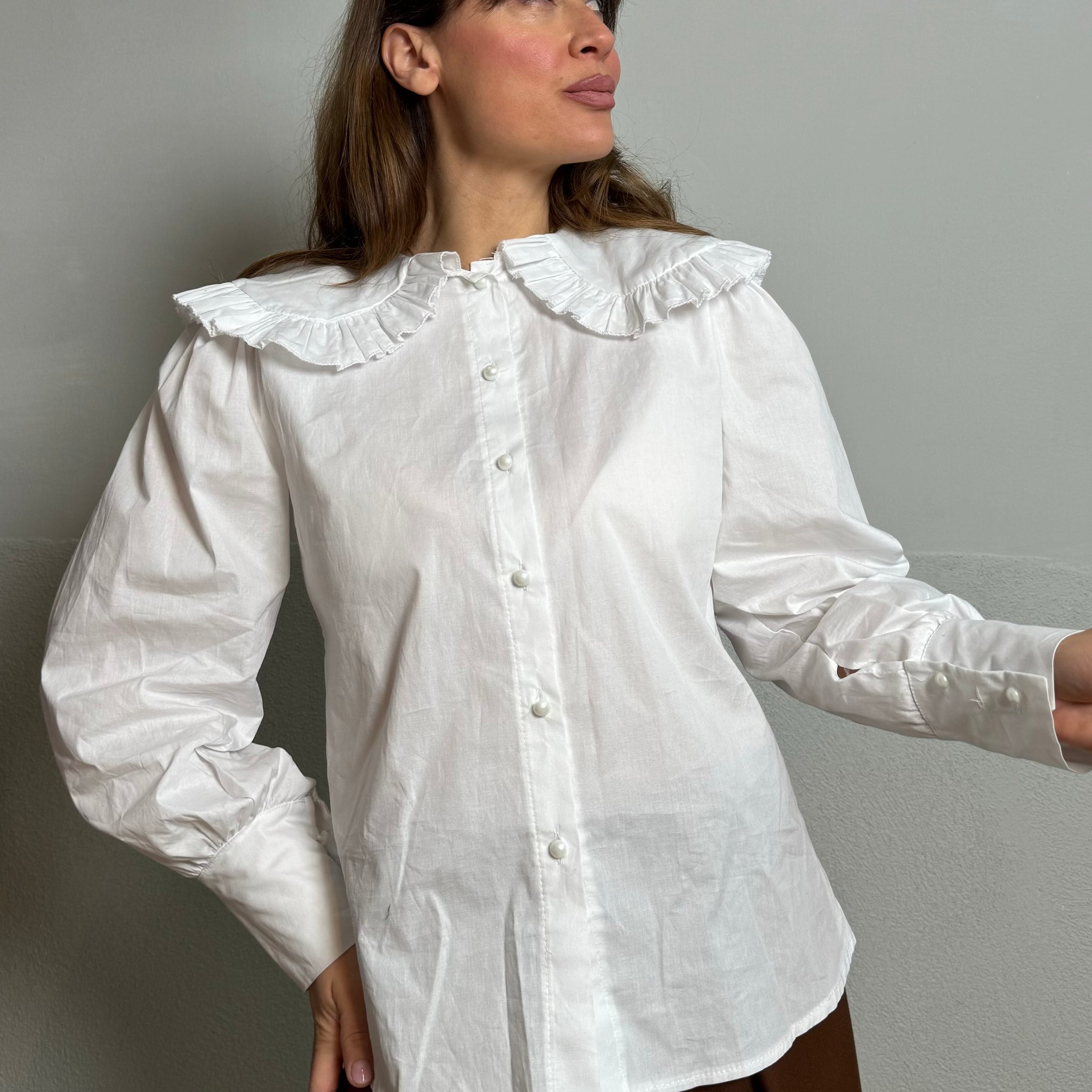 Camicia collo “bevero “ bianca