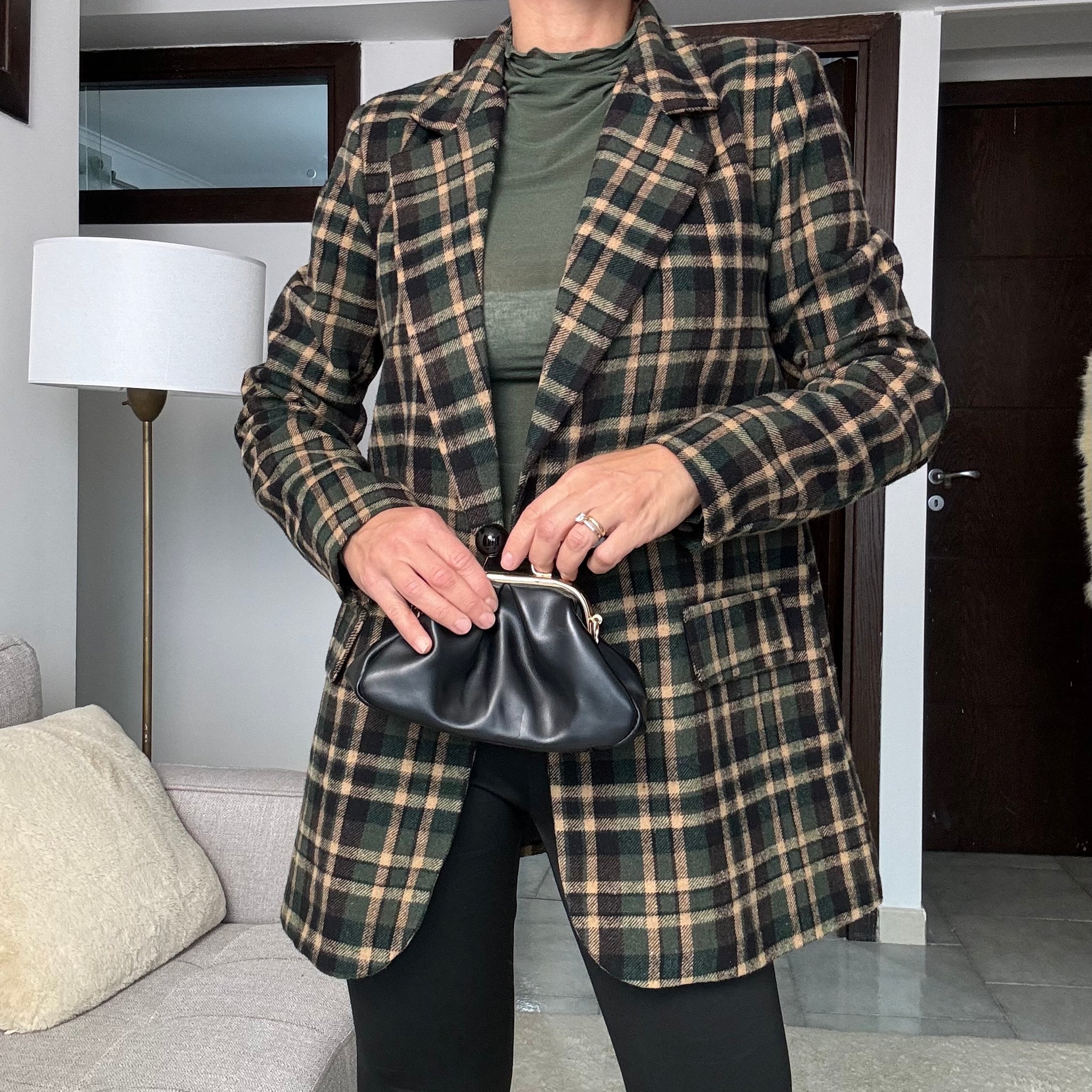 Blazer scozzese panno di lana verde