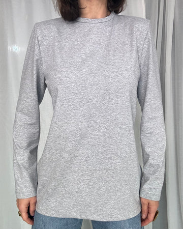 T-shirt manica lunga con spallina grigio 100% cotone