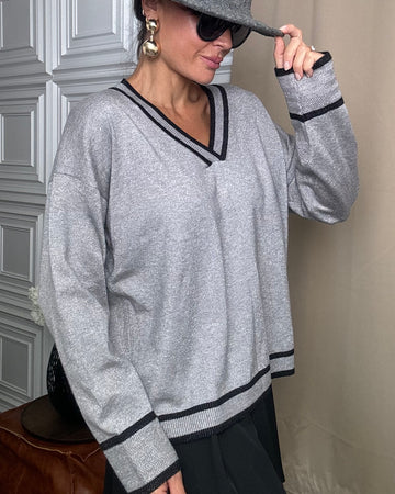 Pullover in Lurex interno viscosa argento