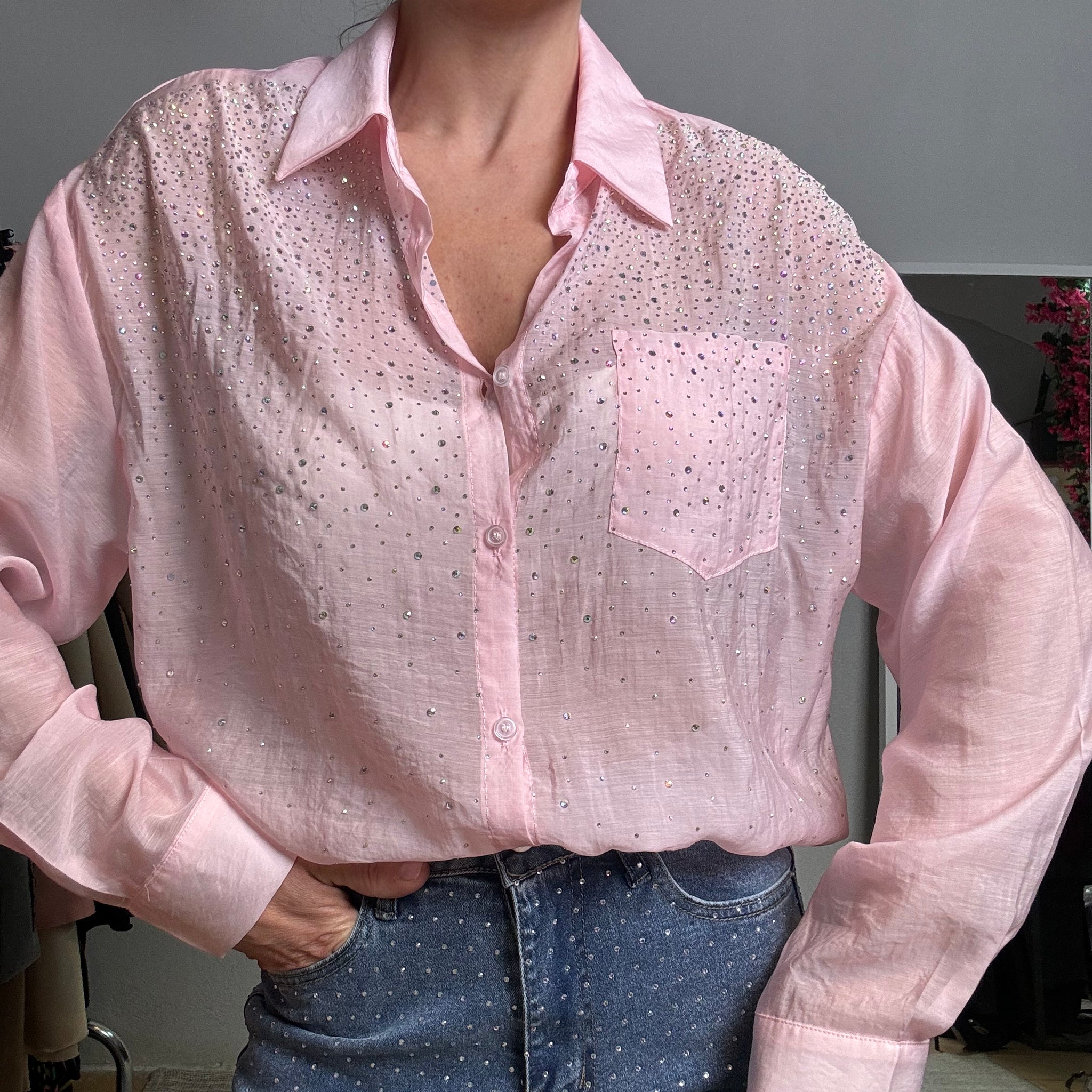 Camicia strass rosa