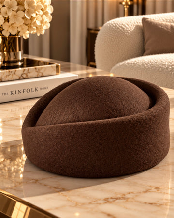Cappello cloche tessuto caldo marrone cioccolato