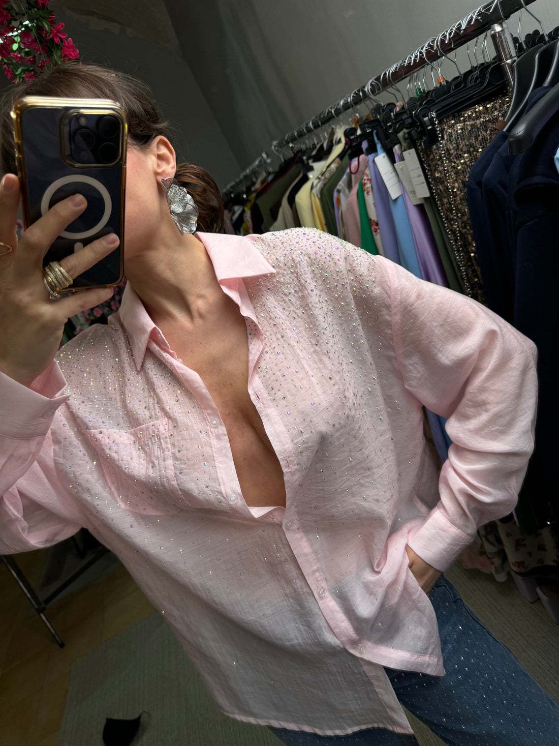 Camicia strass rosa
