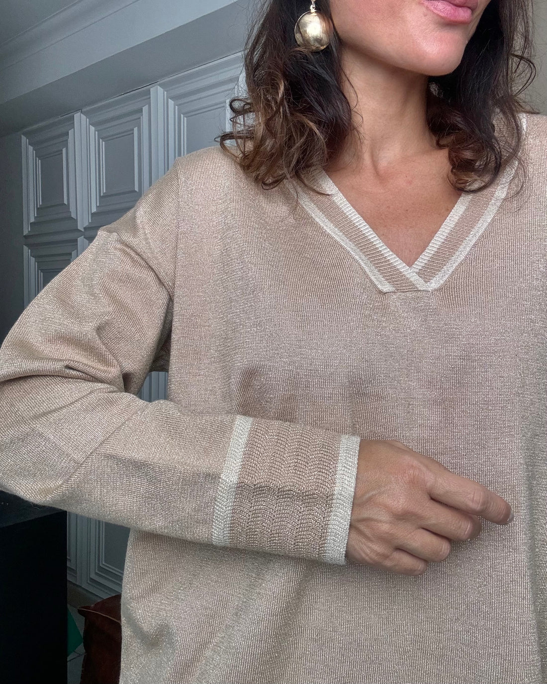 Pullover in Lurex interno viscosa oro