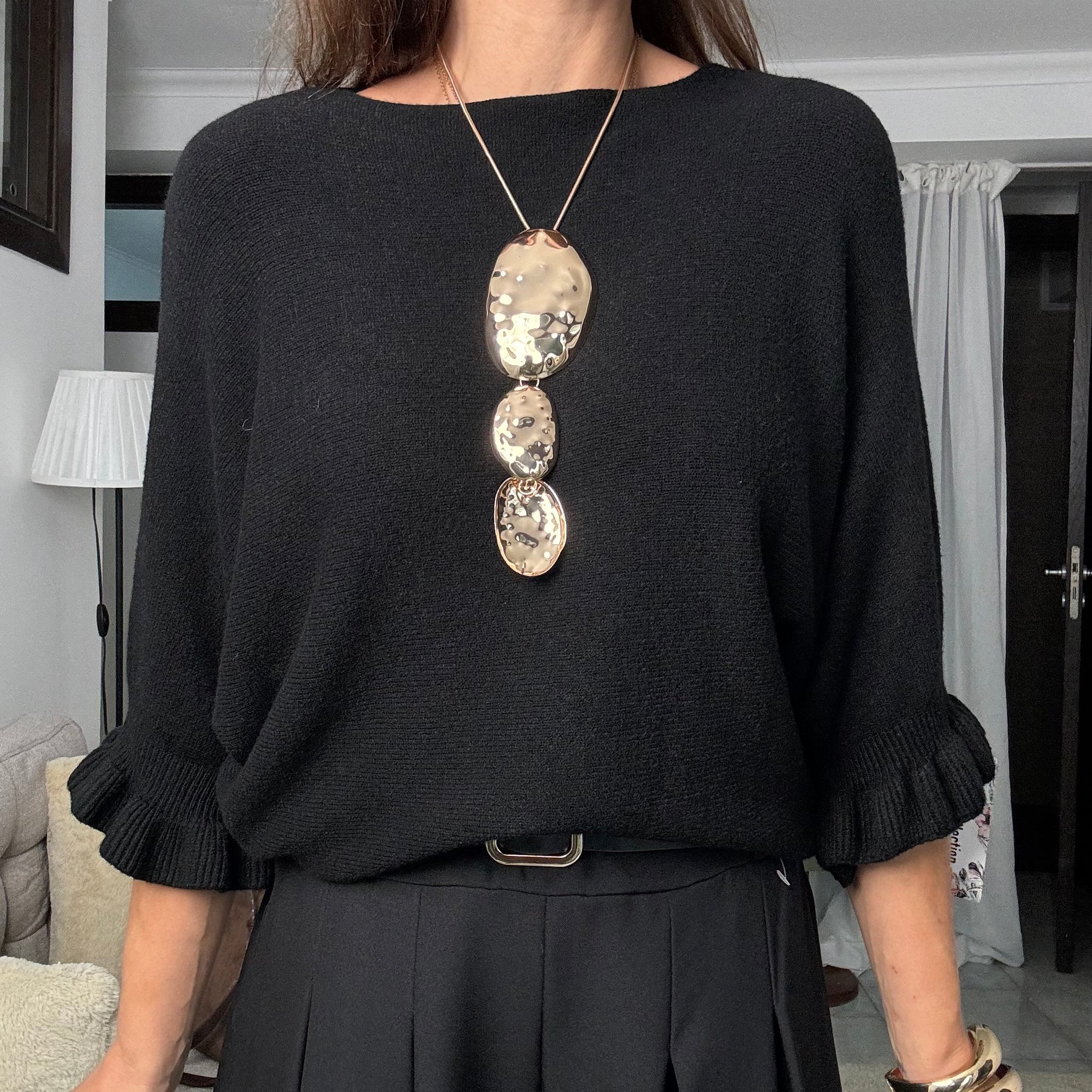 Pullover scollo barca nero