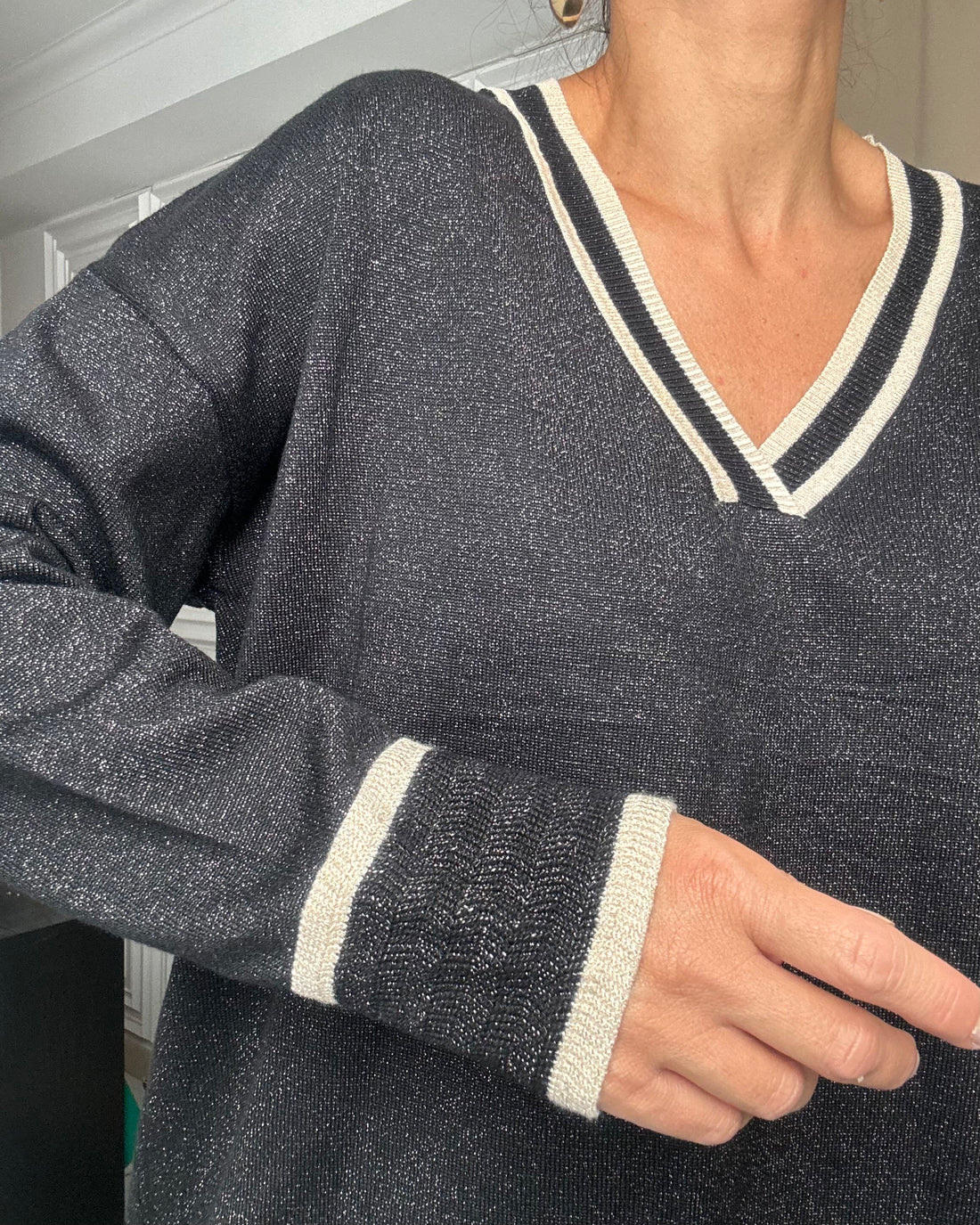 Pullover in Lurex interno viscosa nero