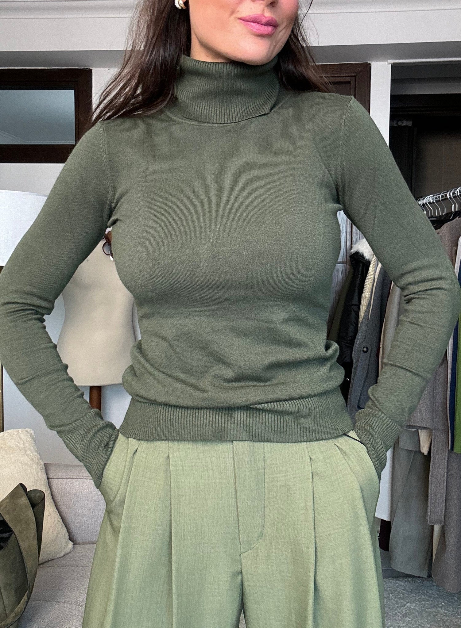 Dolcevita in calda viscosa verde oliva