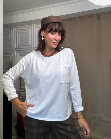 T-shirt con taschino 100% cotone bianca