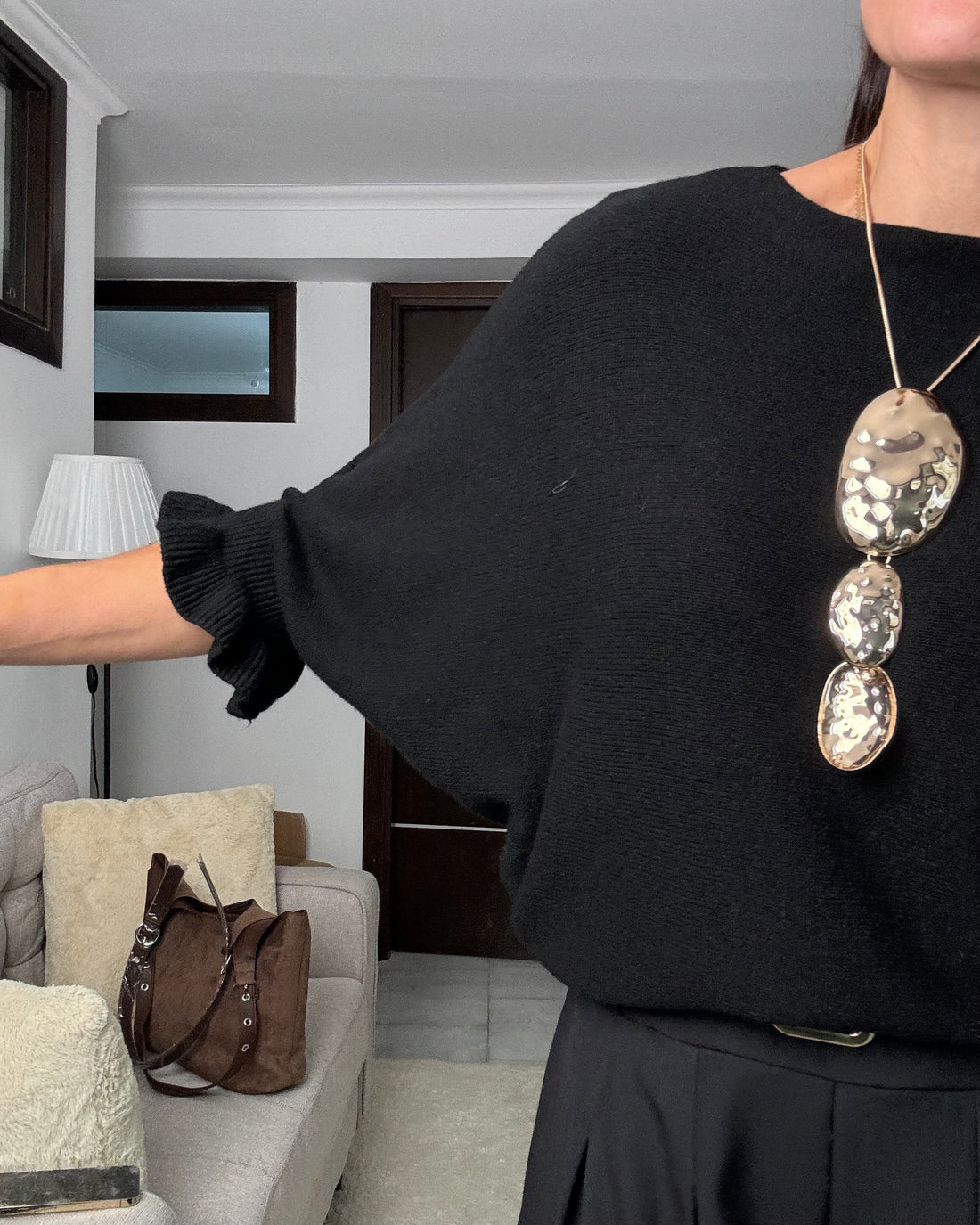 Pullover scollo barca nero