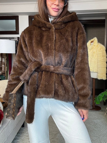 Pelliccia Alaska crop simil visone moka