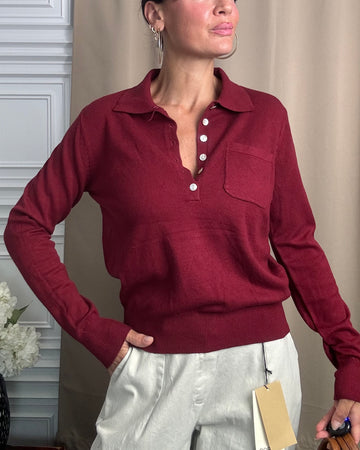 Polo chic in calda viscosa bordeaux