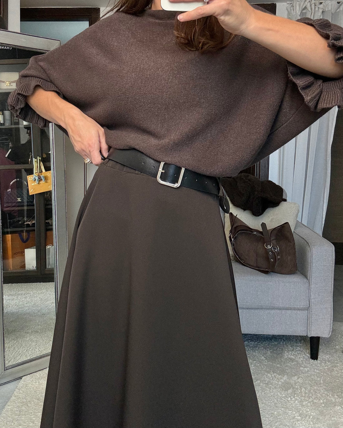 Gonnellone con cintura mezza campana testa di moro