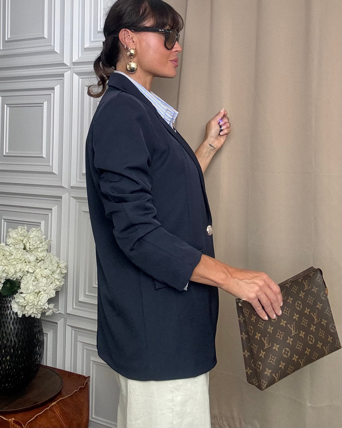 Blazer monopetto “taglio uomo “sartoriale blu