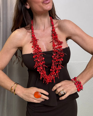 Collana lunga corallo Red