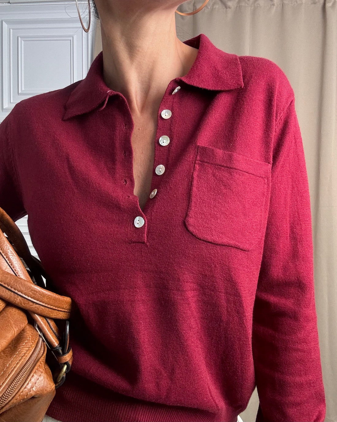 Polo chic in calda viscosa bordeaux