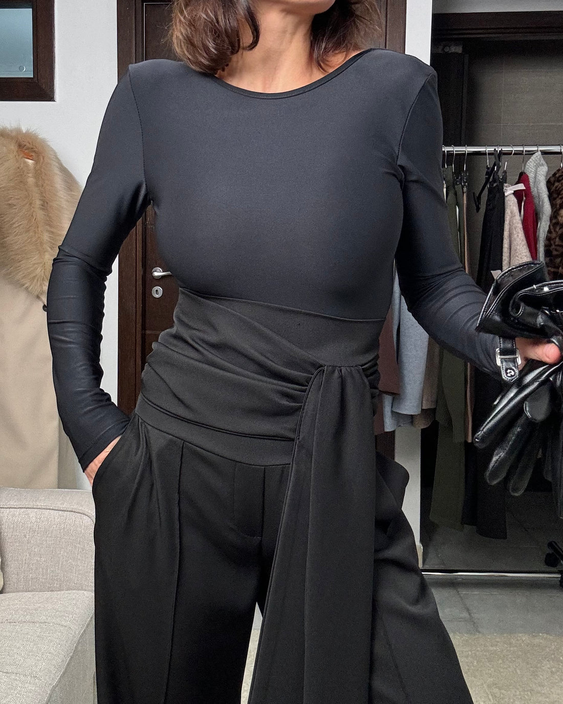 Body in lycra nero schiena nuda