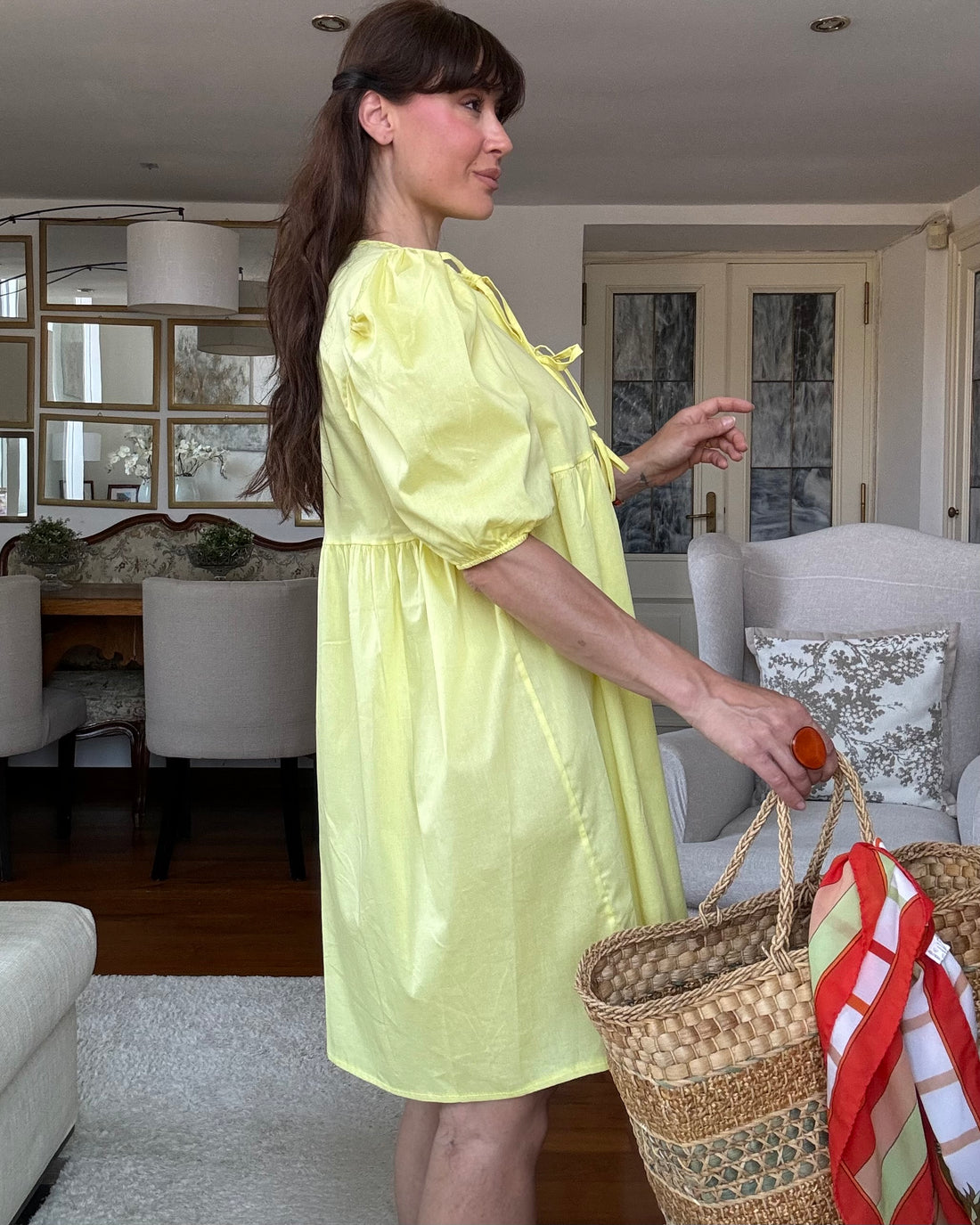 Abito prendisole giallo 100% fresco cotone