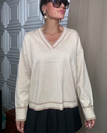 Pullover in Lurex interno viscosa beige/oro