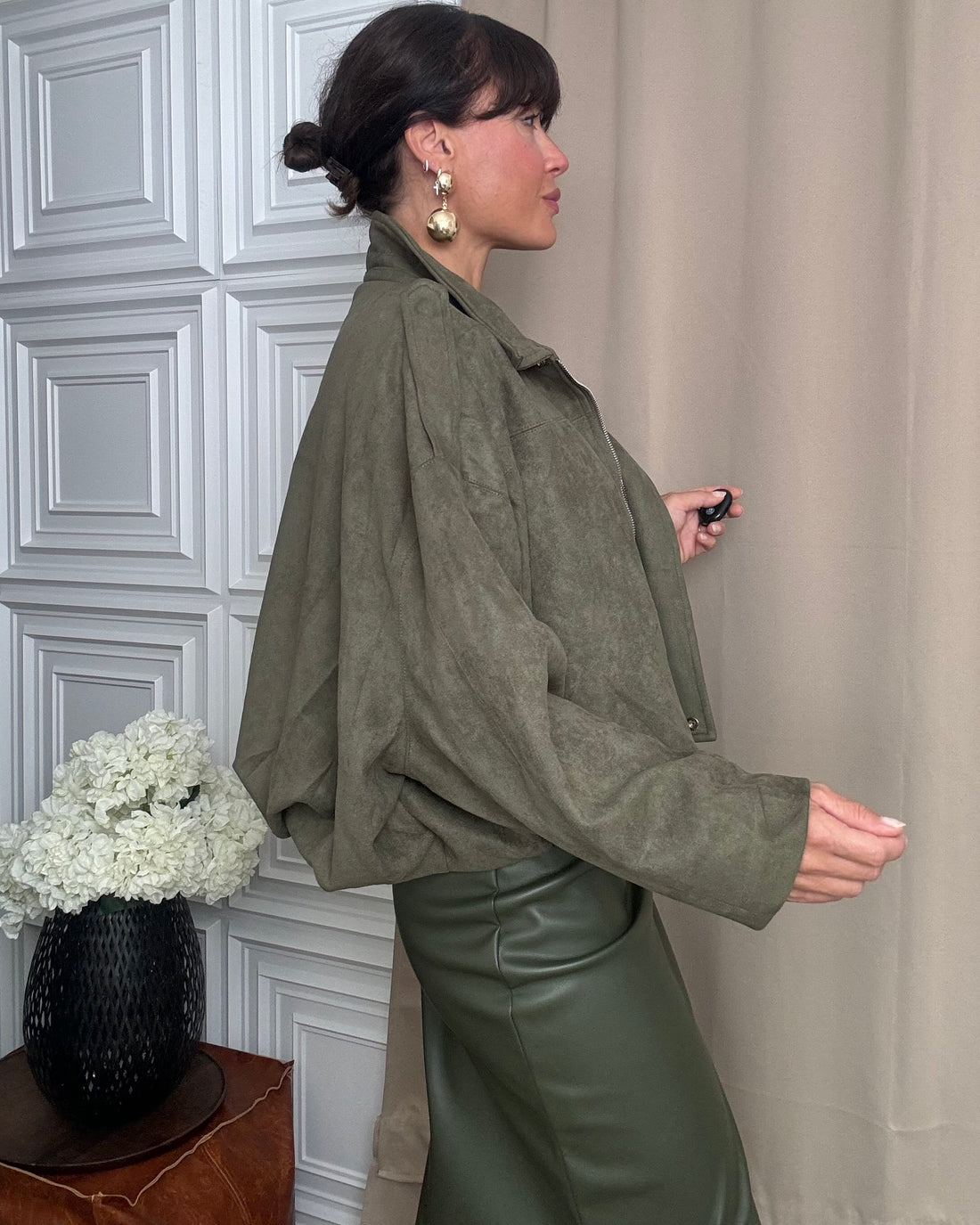 Jacket in Suede verde