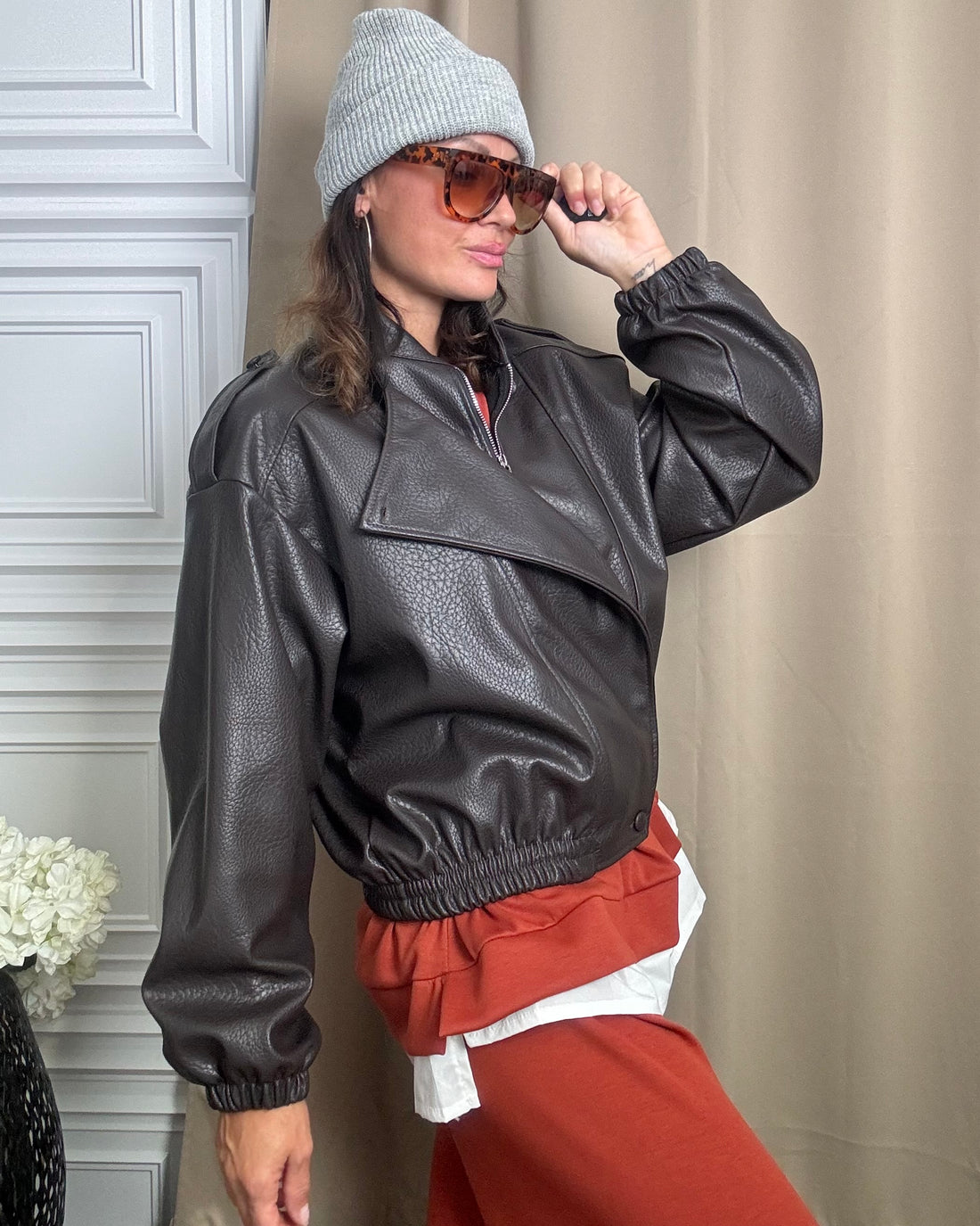 Bomber ecopelle testa di moro