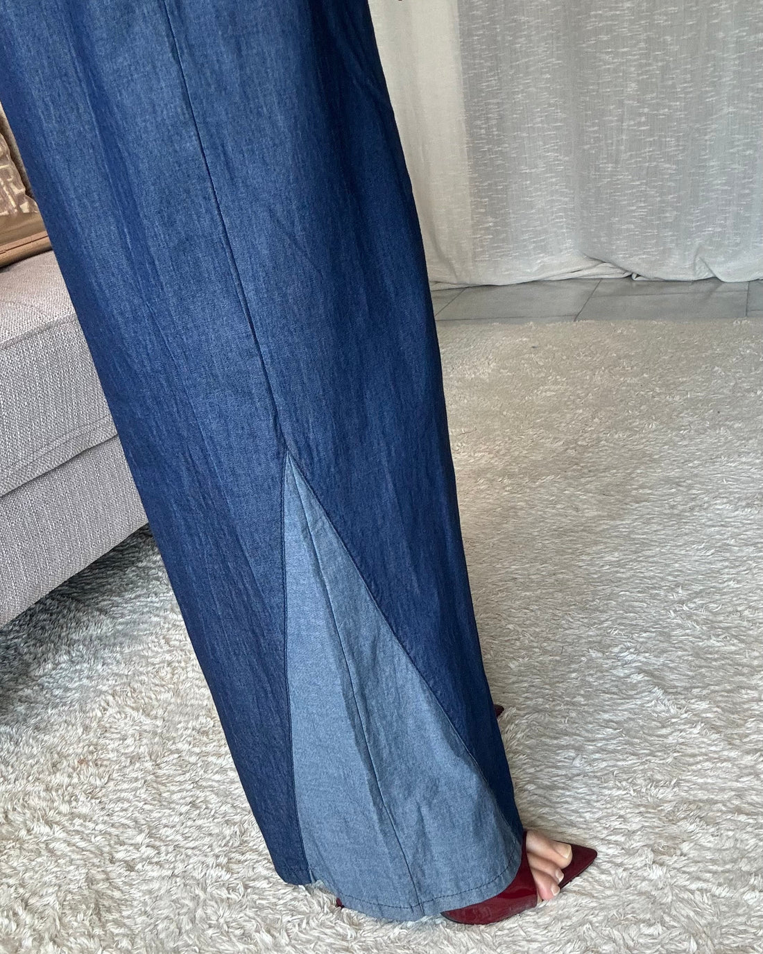 Pantalone palazzo blu jeans estivo 100% cotone