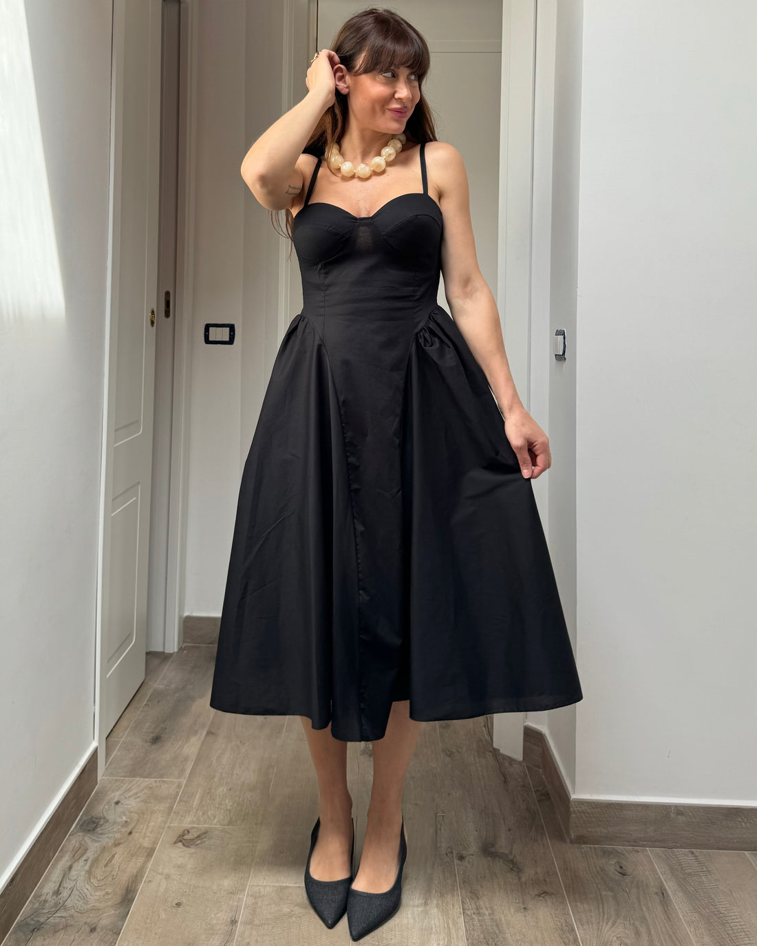 Abito Cecilia nero 100% cotone