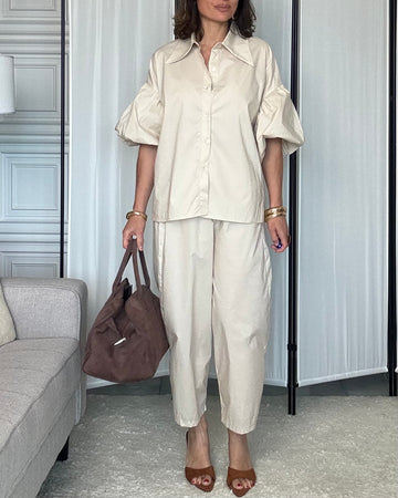 Coordinato Savana beige chiaro 100% fresco cotone
