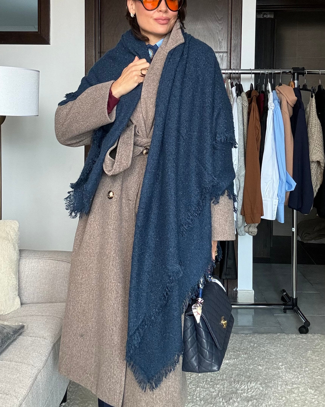 Stola Maxi misto lana Blu classic 140cmx 140cm