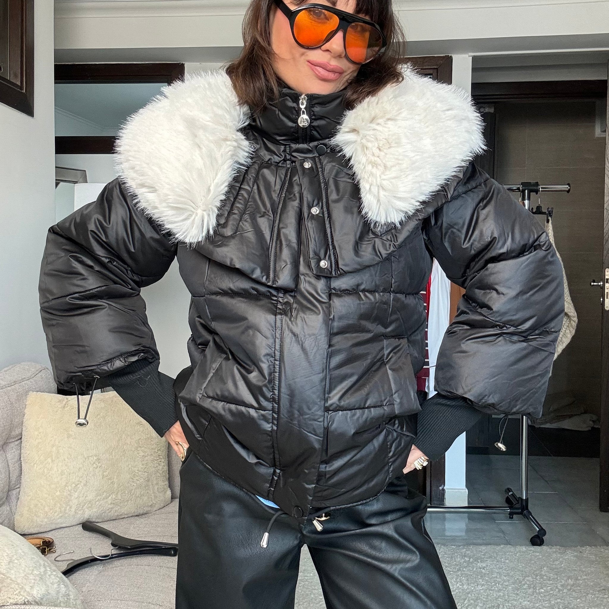 Bomber piumino collo bevero