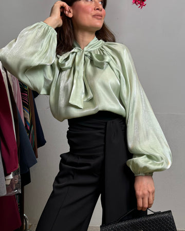 Camicia blusa organza verde menta